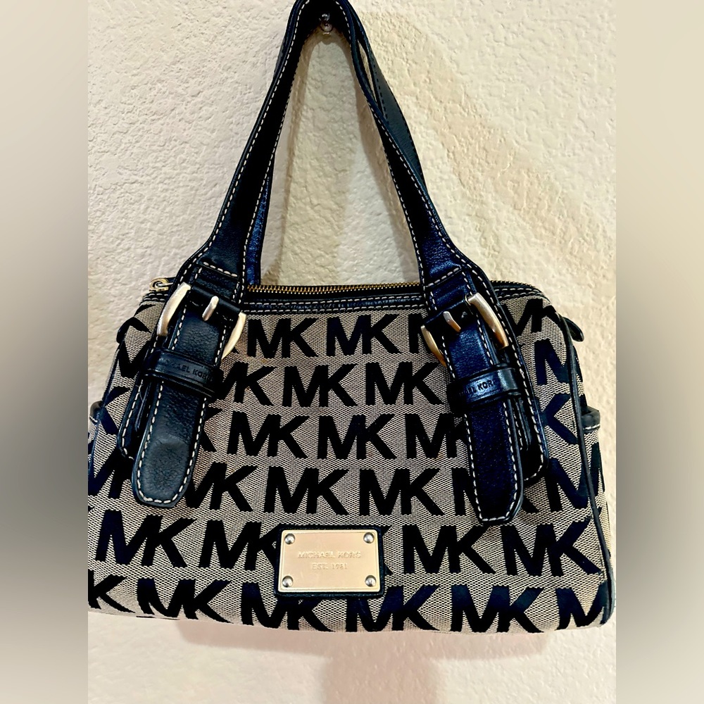 Michael Kors MK Est 1981 signature shoulder bag.  Canvas/Leather